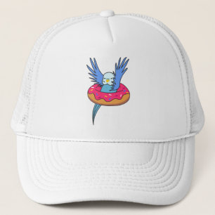 Sweet Budgies Funny Animals In Doughnut Pink Trucker Hat
