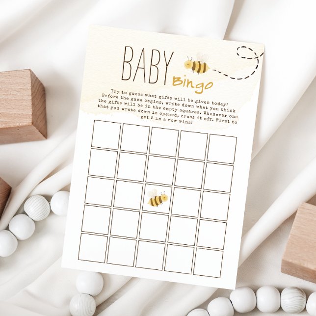 Sweet Bumble Bee Baby Shower Baby Bingo Game Card (Creator Uploaded)