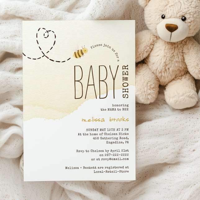 Sweet Bumble Bee Baby Shower Invitation (Creator Uploaded)