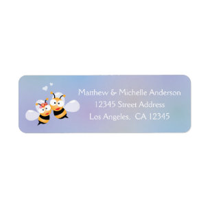 Sweet Bumble Bee Couple Cute Address Return Label