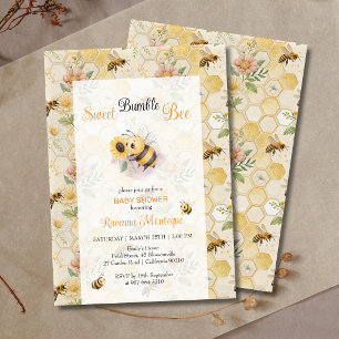 Sweet Bumble Bee Honeycomb Bee Custom Baby Shower Invitation