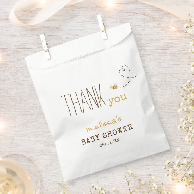 Sweet Bumble Bee Thank You Baby Shower Favour Bag (Clipped)