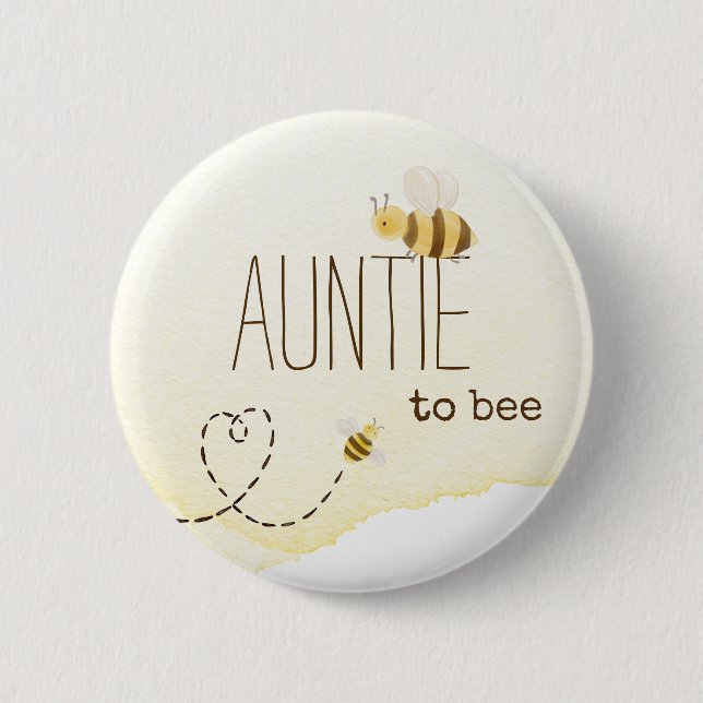 Sweet Bumblebee Baby Shower Auntie To Bee Button (Front)