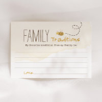 Sweet Bumblebee Baby Shower Family Traditions Card