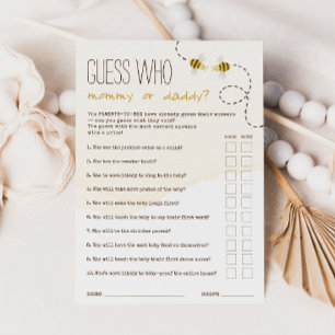 Sweet Bumblebee Guess Who Mummy Or Daddy Game Card