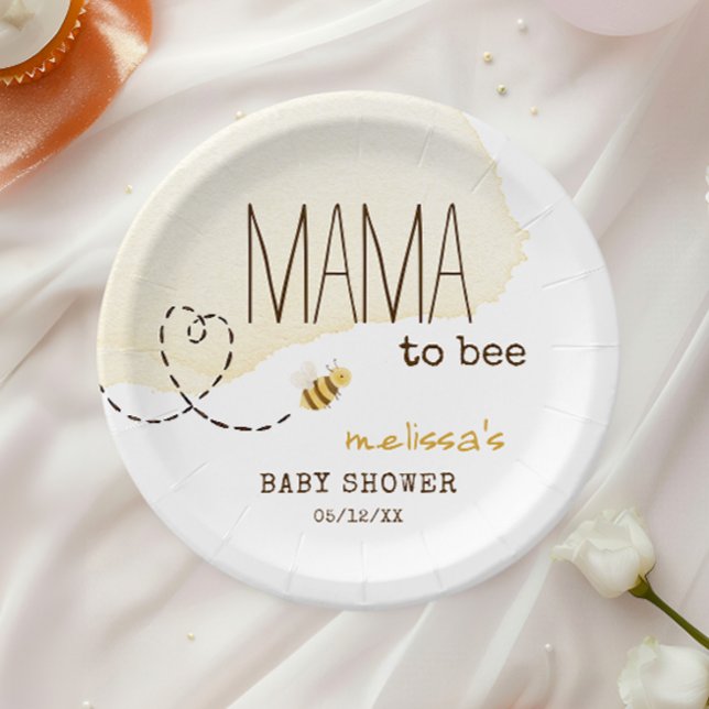 Sweet Bumblebee Mama To Bee Baby Shower Paper Plate (Creator Uploaded)