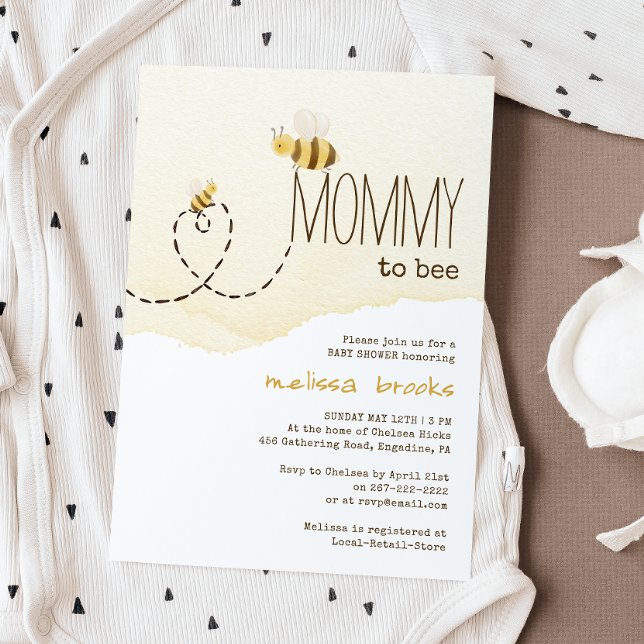 Sweet Bumblebee Mummy To Bee Baby Shower Invitation (Creator Uploaded)