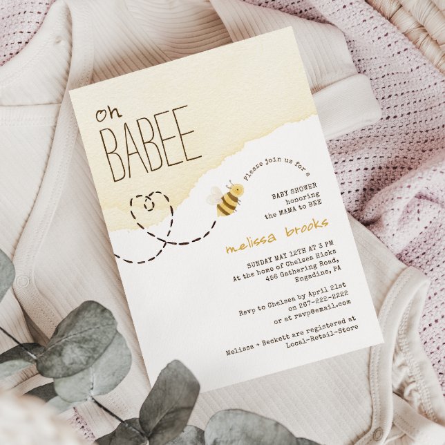 Sweet Bumblebee "Oh Babee" Baby Shower Invitation (Creator Uploaded)