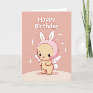 Sweet Bunny Angel Birthday Card