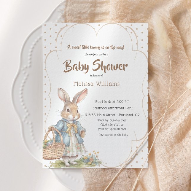 Sweet Bunny Baby Shower for a Girl on the Way Invitation (Creator Uploaded)