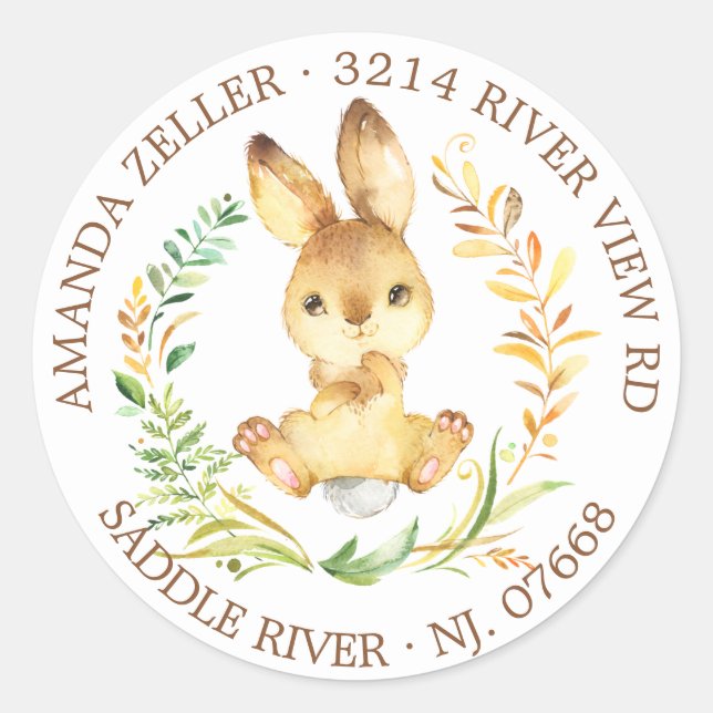 Sweet Bunny Baby Shower Return Address Label (Front)