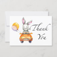 Sweet bunny baby shower thank you card