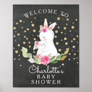 Sweet Bunny Baby Shower Welcome Sign