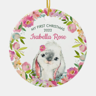 Sweet Bunny Baby's First Christmas Ornament
