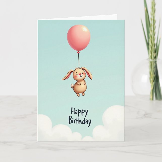 Sweet Bunny Balloon Card (Front)