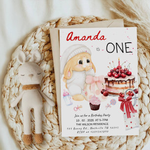 Sweet Bunny Birthday Party for Little Girl Invitation