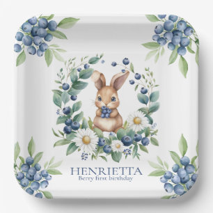 Sweet Bunny Blueberry Wreath Birthday Plates