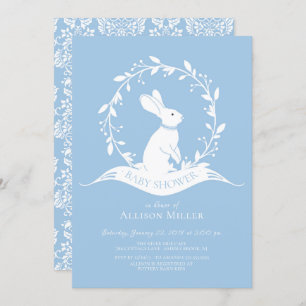 Sweet Bunny Boys Baby Shower Invitation