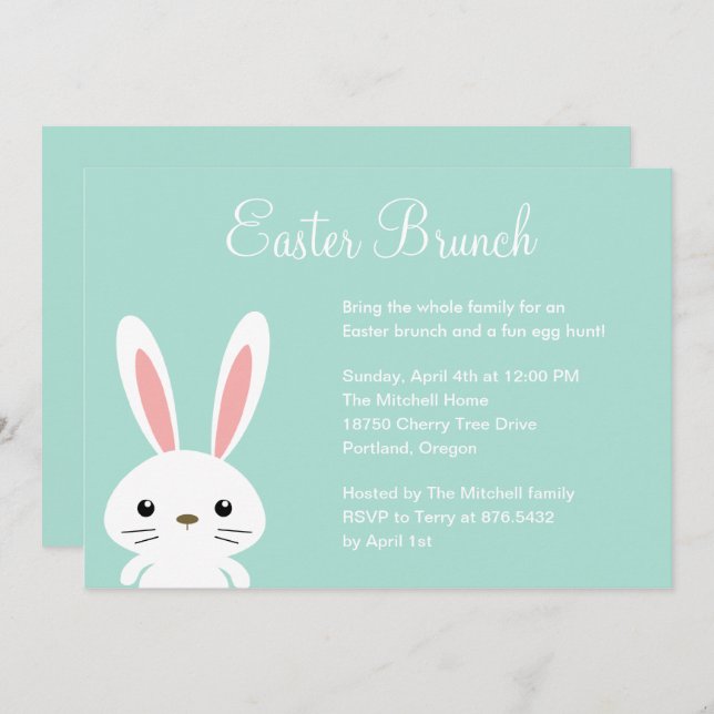 Sweet Bunny Easter Party Invitation (Front/Back)