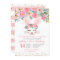 Sweet Bunny first birthday invitation girls floral