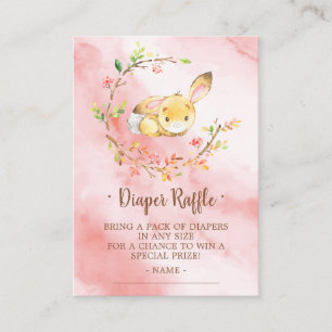 Sweet Bunny Girls Baby Shower Diaper Raffle Ticket Enclosure Card