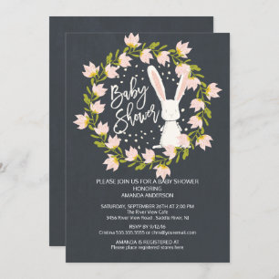 Sweet Bunny Girls Baby Shower Invitation