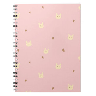 Sweet Bunny & Hearts Seamless Pattern – Cute Pink  Notebook