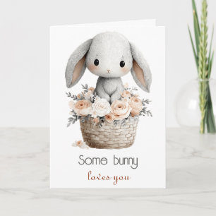 Sweet Bunny in Floral Basket Card