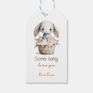 Sweet Bunny in Floral Basket Gift Tags