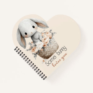 Sweet Bunny in Floral Basket Notebook