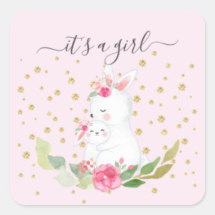 Sweet Bunny It' a Girl Favour Sticker