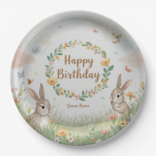 Sweet Bunny Meadow Birthday Party Paper Plate – Cu