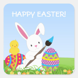 Sweet Bunny Paint Easter Eggs Stickers