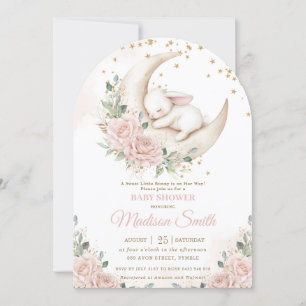 Sweet Bunny Pink Blush Floral Baby Shower Arch Invitation