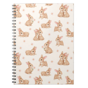 Sweet Bunny Pink Floral Pattern Notebook
