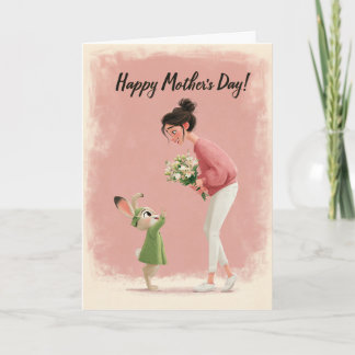 Sweet Bunny Reaching Up for Mom Mother’s Day Card