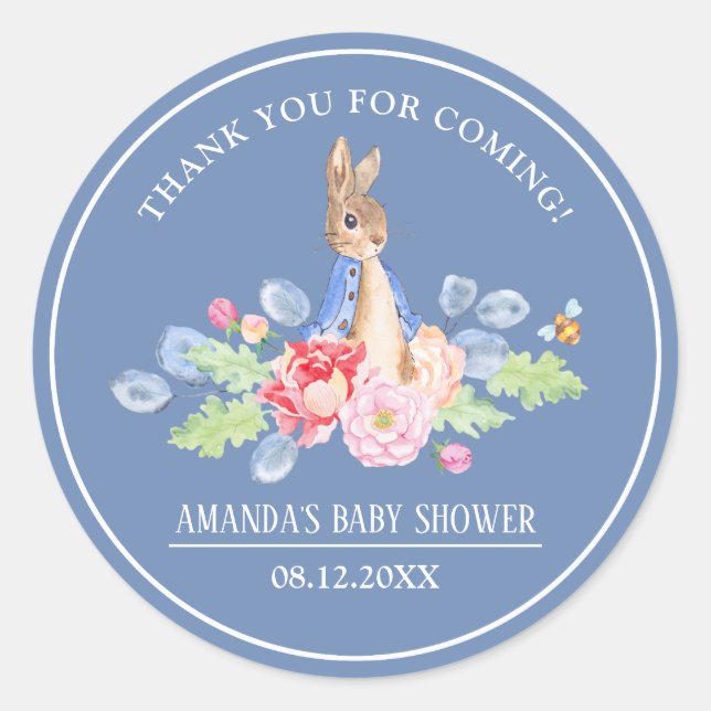 Sweet Bunny Thank You Baby Shower Classic Round Sticker (Front)