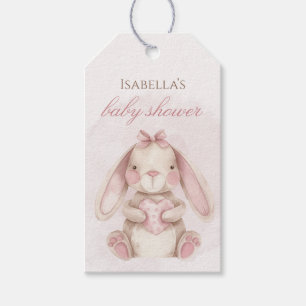 Sweet Bunny Watercolor Pink Baby Shower Gift Tags