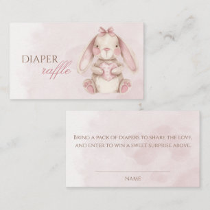 Sweet Bunny Watercolor Pink Diaper Raffle Enclosure Card