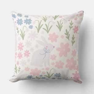 Sweet Bunny & Wildflower Nursery Decor   Pastel  Cushion