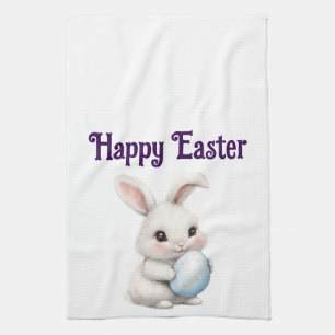Sweet Bunny With Egg Kitchen Towel