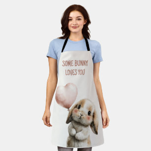 Sweet Bunny with Heart Balloon Apron