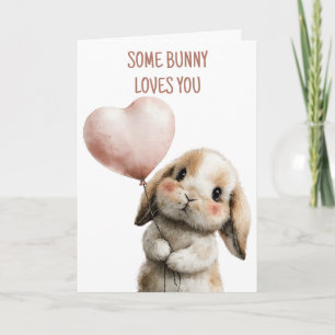 Sweet Bunny with Heart Balloon Card