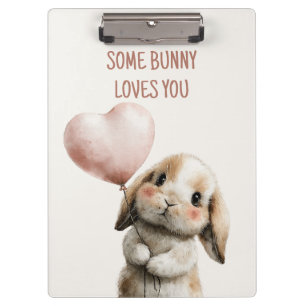 Sweet Bunny with Heart Balloon Clipboard