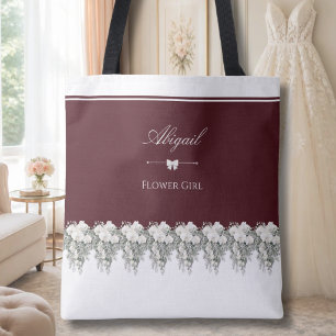 Sweet Burgundy Fall Wedding Flower Girl Tote Bag