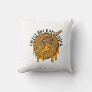 Sweet But Dangerous Vintage Honey Honeycomb Cushion