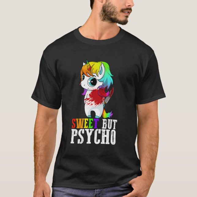 Sweet But Psycho Humour Mum Horror Goth Punk T-Shirt (Front)