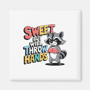 Sweet But Tough Racoon Boxing Humour Attitude Funn Magnet