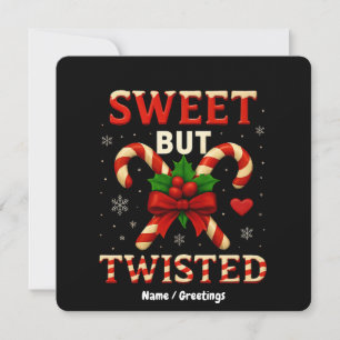 Sweet But Twisted Candy Cane Christmas Funny Gift Invitation