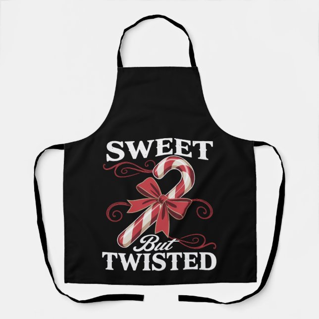 Sweet But Twisted Candy Cane Christmas Holiday Apron (Front)